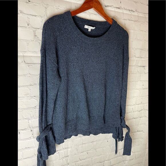 Madewell Tie-Cuff Pullover Sweater Small Blue/Gray - Picture 3 of 12